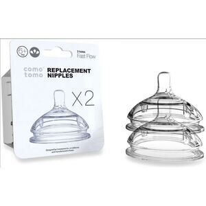 NEW Comotomo Replacement Silicone Nipples 3 Hole Fast Flow 6+ months Infants!